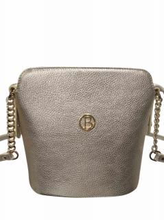 Malá kožená crossbody kabelka BAGGER – Trendy urban bag v bledo zlatej farbe 0072