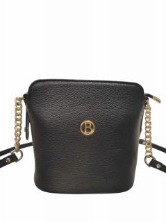 Malá kožená crossbody kabelka BAGGER – Trendy urban bag v čierno-zlatej farbe (Nero/Oro) 0072