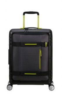 Malý kufor American Tourister HELLO CABIN SPINNER 55/20 EXP COATED BLACK/LIME, 39 l 149417-A185
