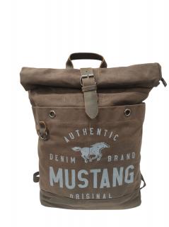 Pánsky batoh na notebook Mustang Houston Rolltop Backpack  s koženými doplnkami - hnedý 55.104001