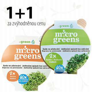 inGREEN 1 + 1 inGreen Microgreens HOŘČICE + ŘEDKEV DAIKON