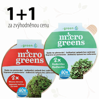 inGREEN 1 + 1 inGreen Microgreens MIZUNA ČERVENÁ + ŘEDKVIČKA