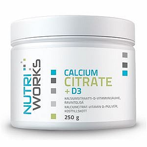 NutriWorks NutriWorks Calcium Citrate + D3 250 g (citrát vápenatý + vitamín D3)