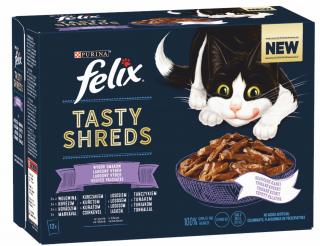 FELIX TASTY SHREDS kapsičky - hovädzie / kura / losos / tuniak v šťave 12x80g