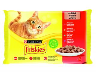 FRISKIES Cat kapsičky - hovädzina / kura / jahňa / kačka v šťave 4x85g