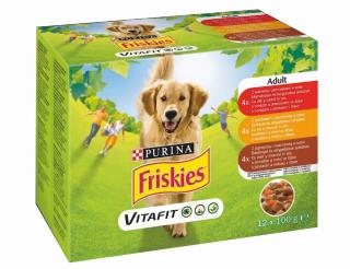 FRISKIES Dog ADULT kapsička hovädzina + zemiaky, kura + mrkva, jahňa + mrkva šťava 12x85g