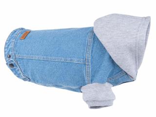 Oblečenie pre psa bunda s kapucňou 25 cm Denim svetlo modrá