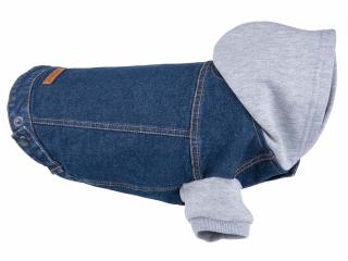 Oblečenie pre psa bunda s kapucňou 25 cm Denim tmavo modrá