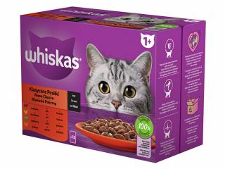 WHISKAS kapsička klasický výber - hovädzina / kura / jahňa / morka v šťave 12x85g