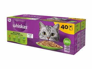 WHISKAS kapsička mixovaný výber - hovädzina / kura / losos / tuniak v želé 40x85g