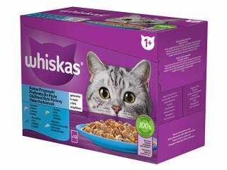 WHISKAS kapsička rybací výber - losos / tuniak / treska / biela ryba v želé 12x85g