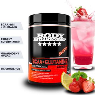 BodyBulldozer  BCAA + Glutamine ENERGY Professional jahodová limonáda 500 g
