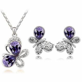 Austrian Crystal SW set Butterfly Dark Violet