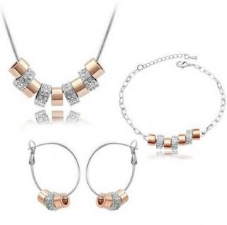 Austrian Crystal SW set Circle + náramok Silver Gold