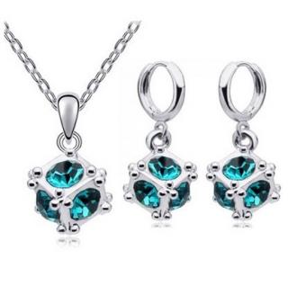 Austrian Crystal SW set Cube - silver blue