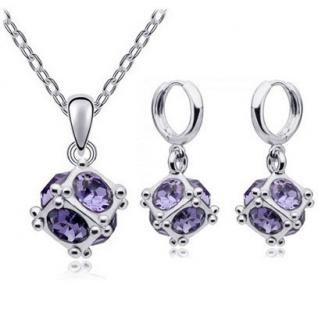 Austrian Crystal SW set Cube - silver purple