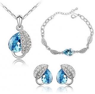 Austrian Crystal SW set Drops + náramok Blue