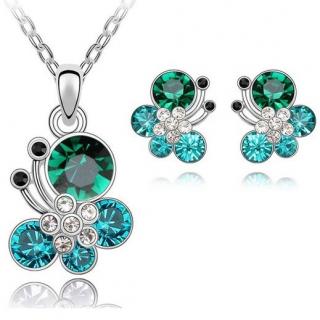 Austrian Crystal SW set Flower Blue Green