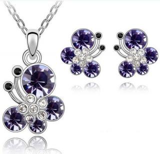 Austrian Crystal SW set Flower Dark Purple