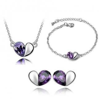 Austrian Crystal SW set Hearts Dark Violet