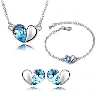 Austrian Crystal SW set Hearts Light Blue