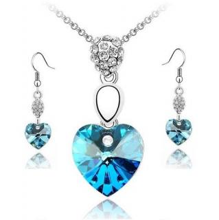 Austrian Crystal SW set Hearts Light Blue