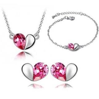 Austrian Crystal SW set Hearts Light Pink