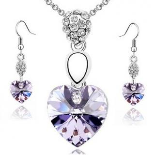 Austrian Crystal SW set Hearts Violet