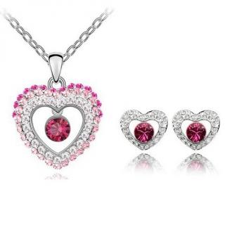 Austrian Crystal SW set Inside Heart - Pink