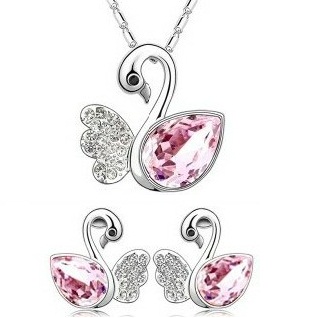 Austrian Crystal SW set Labuť Light Pink