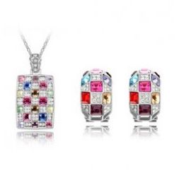 Austrian Crystal SW set Square - Silver