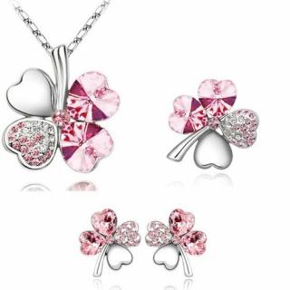 Austrian Crystal SW set Štvorlístok Rose