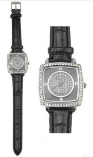Dámske trblietavé hodinky Silver Black