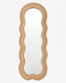 Art deco moderné zrkadlo - Hnedé - s vlnitým plyšovým rámom - 160x60 cm