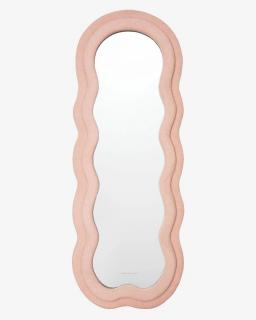 Art deco moderné zrkadlo - Ružové - s vlnitým plyšovým rámom - 160x60 cm