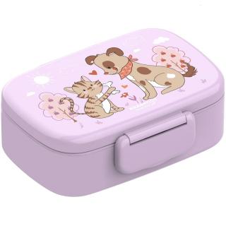 BEARfoot - Ultraľahký - desiatový bento box, Ružový - Psíček a mačička + príbor