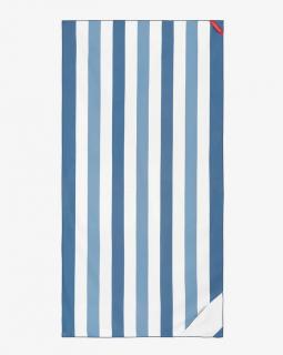 Rýchloschnúca plážová osuška / uterák s vreckom - VZOR hrubé pásiky - 90x180 cm Farba: Modrá