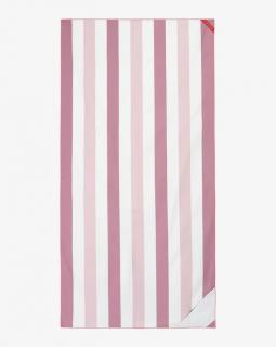Rýchloschnúca plážová osuška / uterák s vreckom - VZOR hrubé pásiky - 90x180 cm Farba: Ružová