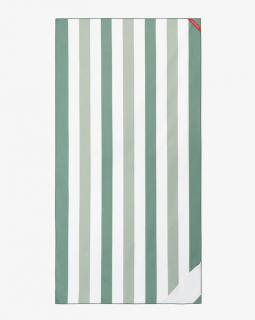 Rýchloschnúca plážová osuška / uterák s vreckom - VZOR hrubé pásiky - 90x180 cm Farba: Zelená