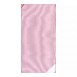 Rýchloschnúca plážová osuška / uterák s vreckom - VZOR tenké pásiky - 90x180 cm Farba: Ružová