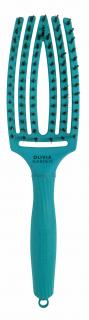 OLIVIA GARDEN Finger Brush Blue Lagoon kefa na vlasy masážna 6-radová stredná