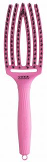 OLIVIA GARDEN Finger Brush Pink Granita kefa na vlasy masážna 6-radová stredná