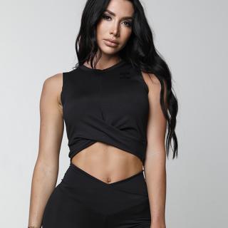 NDN - Prekladaný crop top dámsky JARA X036 (čierna) - L