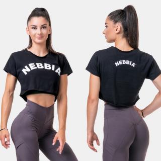 NEBBIA - Voľný Fit and Sporty crop top 583 (black) - L