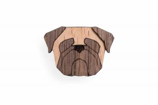 Drevená brošňa Pug Brooch