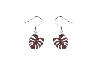 Drevené náušnice Monstera Earrings