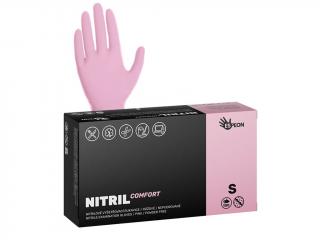 Nitrilové rukavice NITRIL COMFORT 100 ks, nepudrované, ružové, 3.8 g S