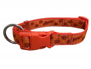 BAFPET Popruhové obojky TLAPKY BAF Barva: Červená, Rozměr: 20mm x 38-60cm 18101TB