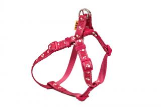 BAFPET Popruhový postroj LABKY Farba: Fuchsia, Veľkosť: 10mm x OH 26-38cm 18411T