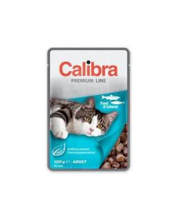 Calibra KAPSIČKA Premium cat Adult Pstruh  losos v omáčke 24 x 100 g
